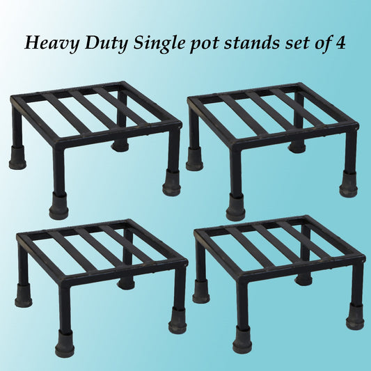 DHYANI® Flower Pot Stand Outdoor Plants / single Pot Stands For Indoor plant of Heavy Duty Metal Metal in Black Color 9x9 inch(Pack Of 4)