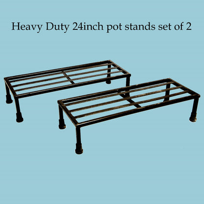 DHYANI Heavy Duty 24 inches (Set of 2) Rectangular Metal Plant Stand/Pot Stand Flower Pot Stand Balcony Stand- for Indoor & Outdoor Garden Use